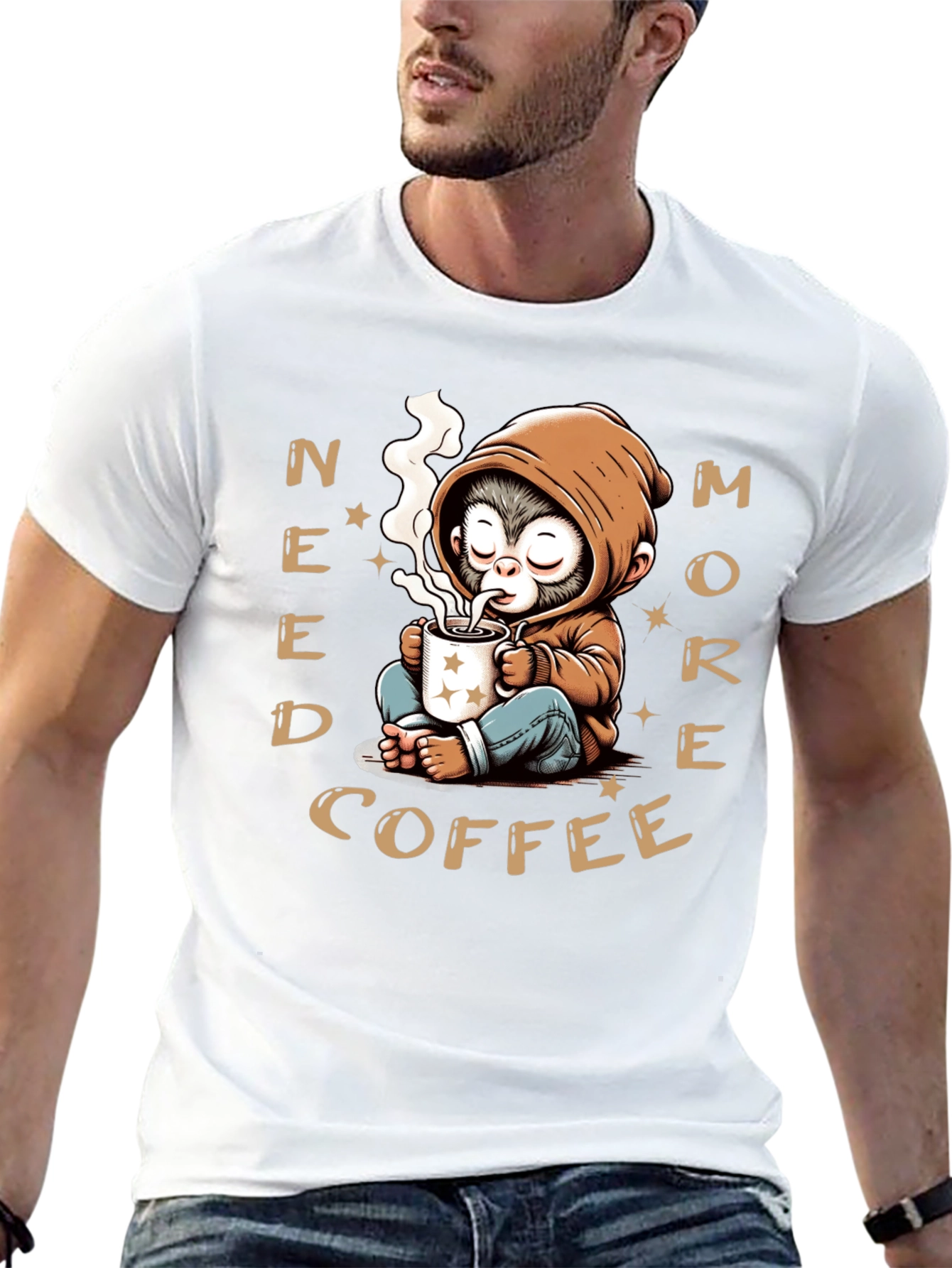 Need More Coffee Monkey Graphic T-Shirt