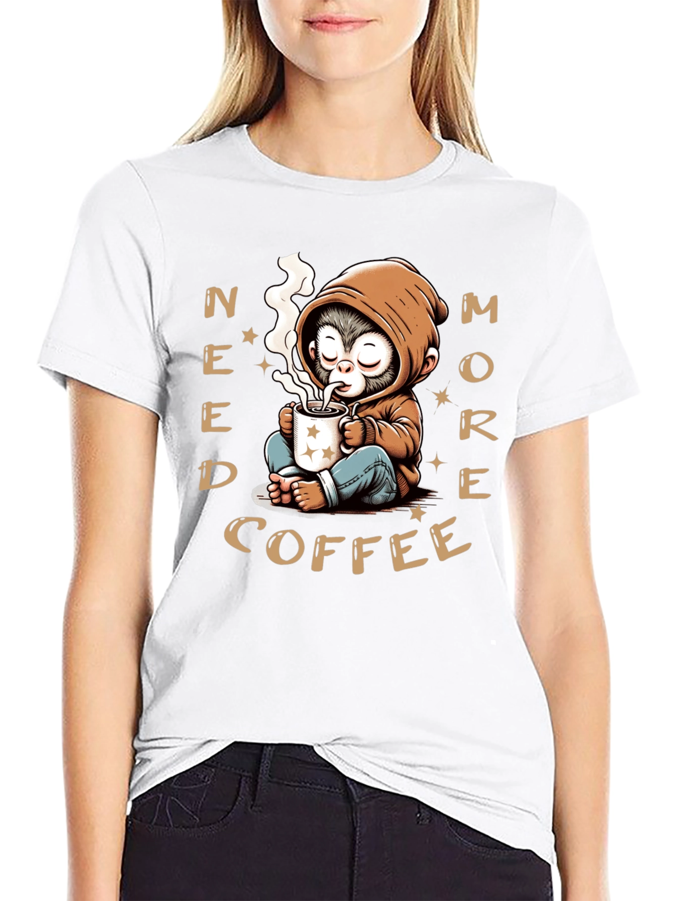 Need More Coffee Monkey Graphic T-Shirt