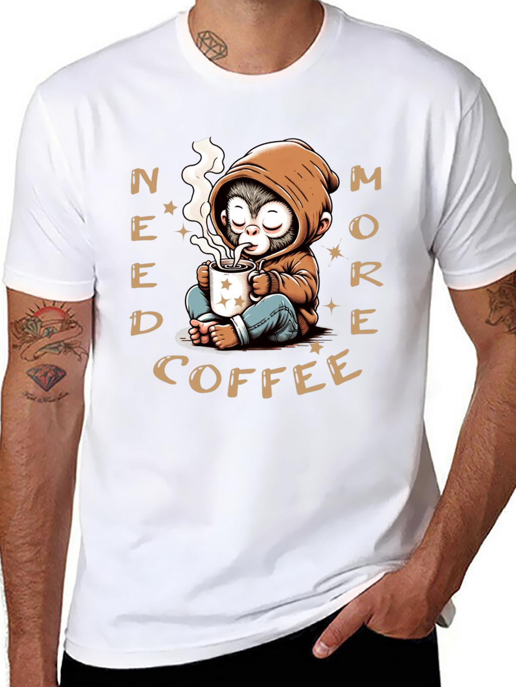 Need More Coffee Monkey Graphic T-Shirt