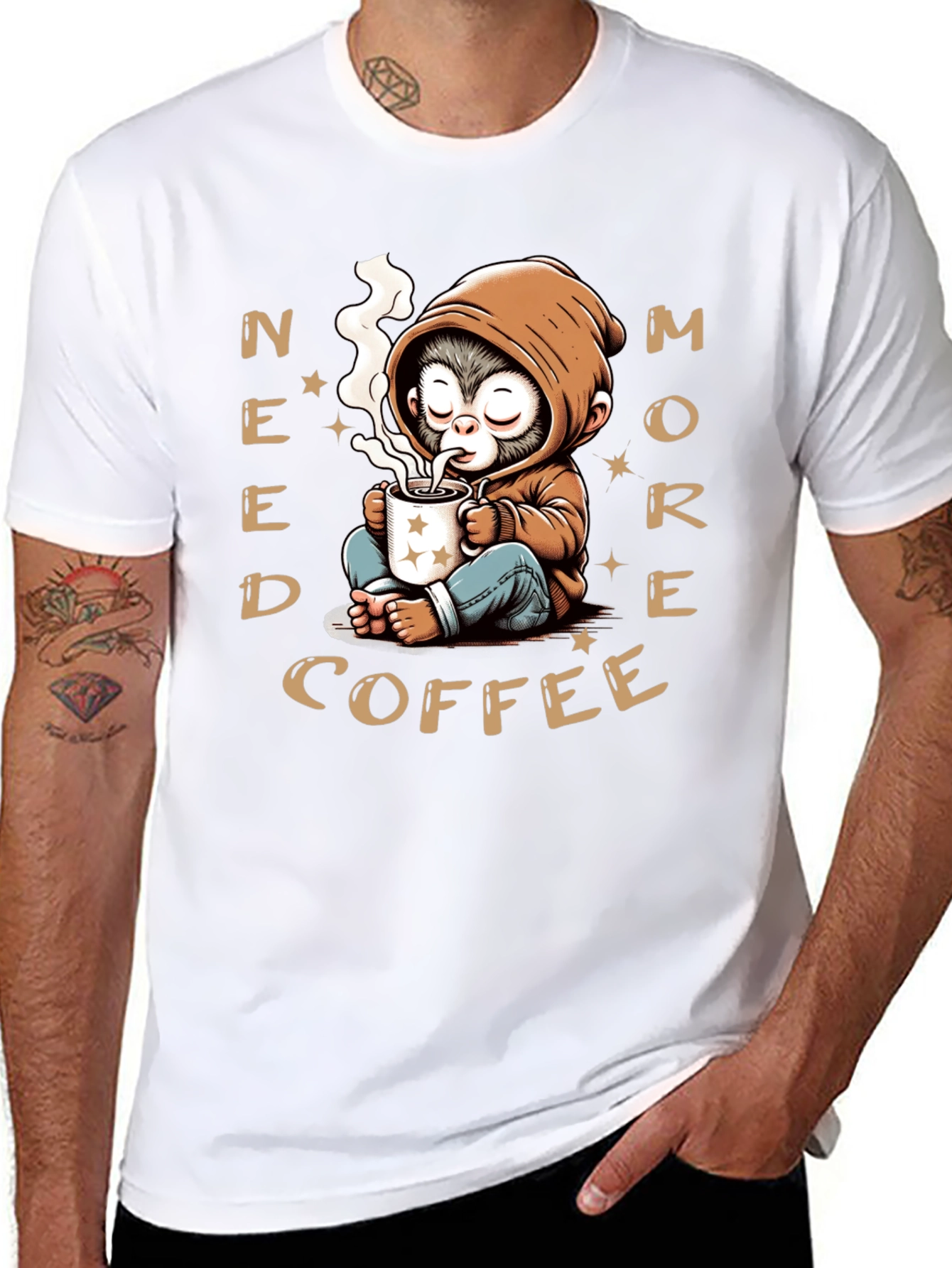 Need More Coffee Monkey Graphic T-Shirt