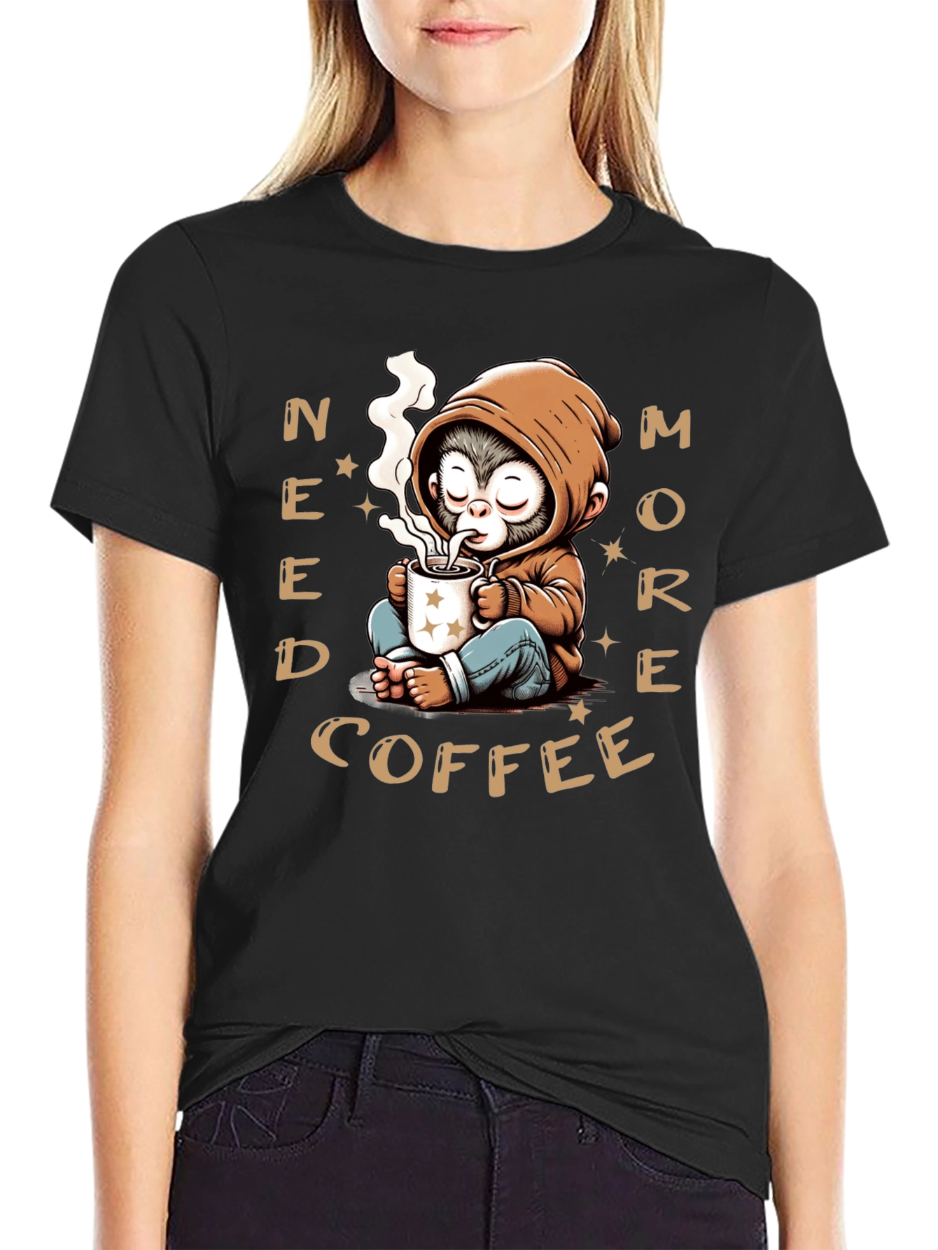 Need More Coffee Monkey Graphic T-Shirt
