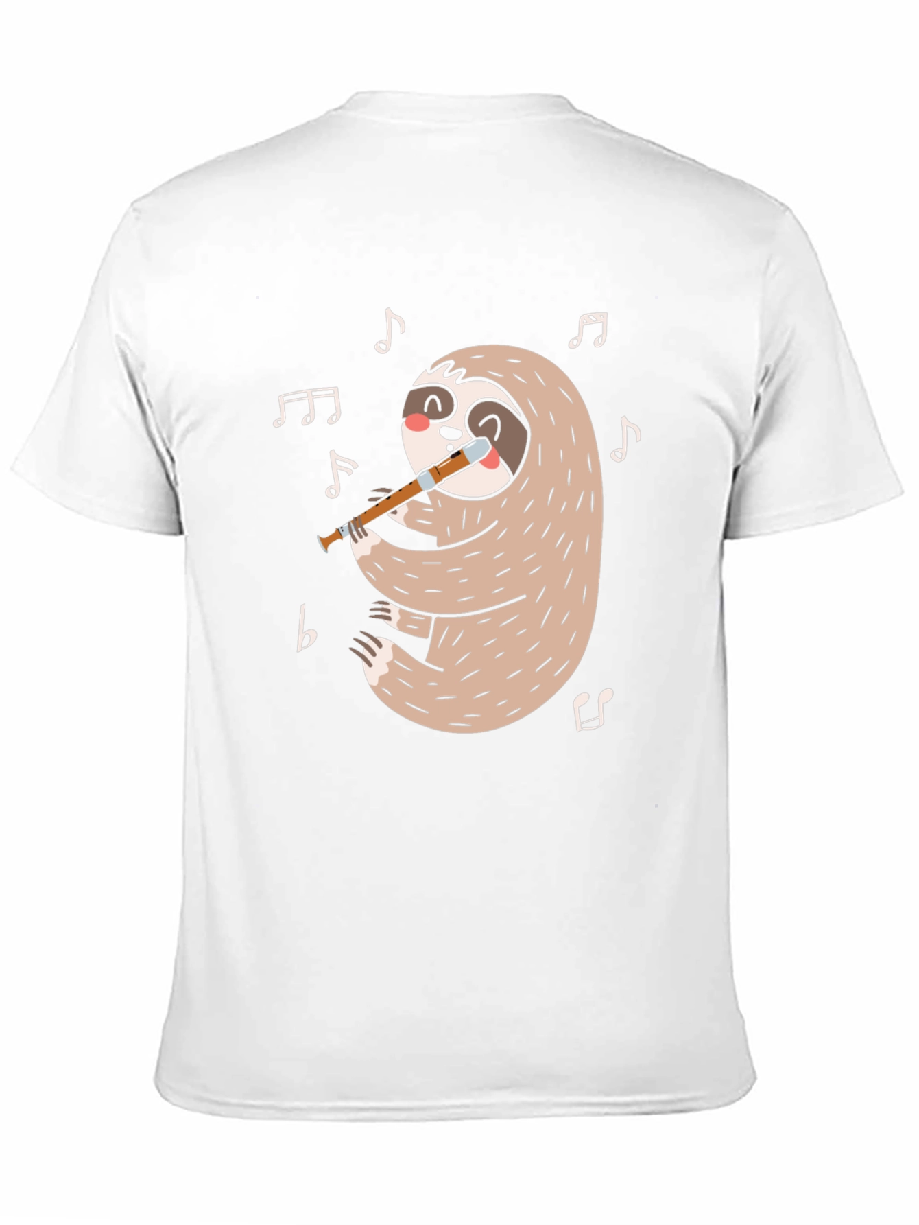 Sloth Flute Musician Black T-Shirt