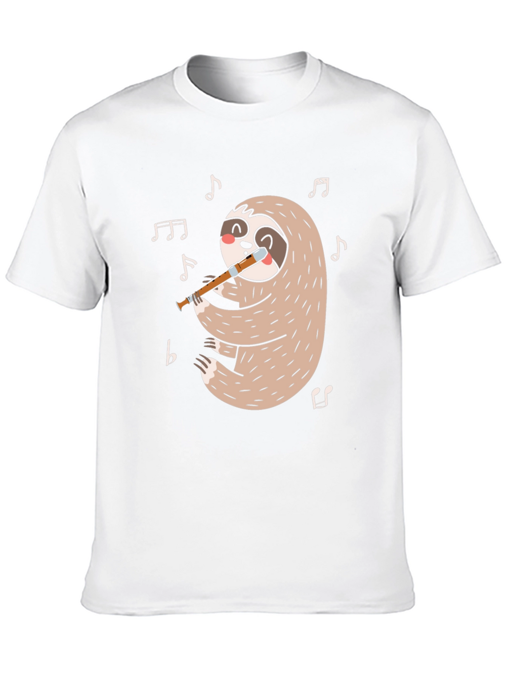 Sloth Flute Musician Black T-Shirt