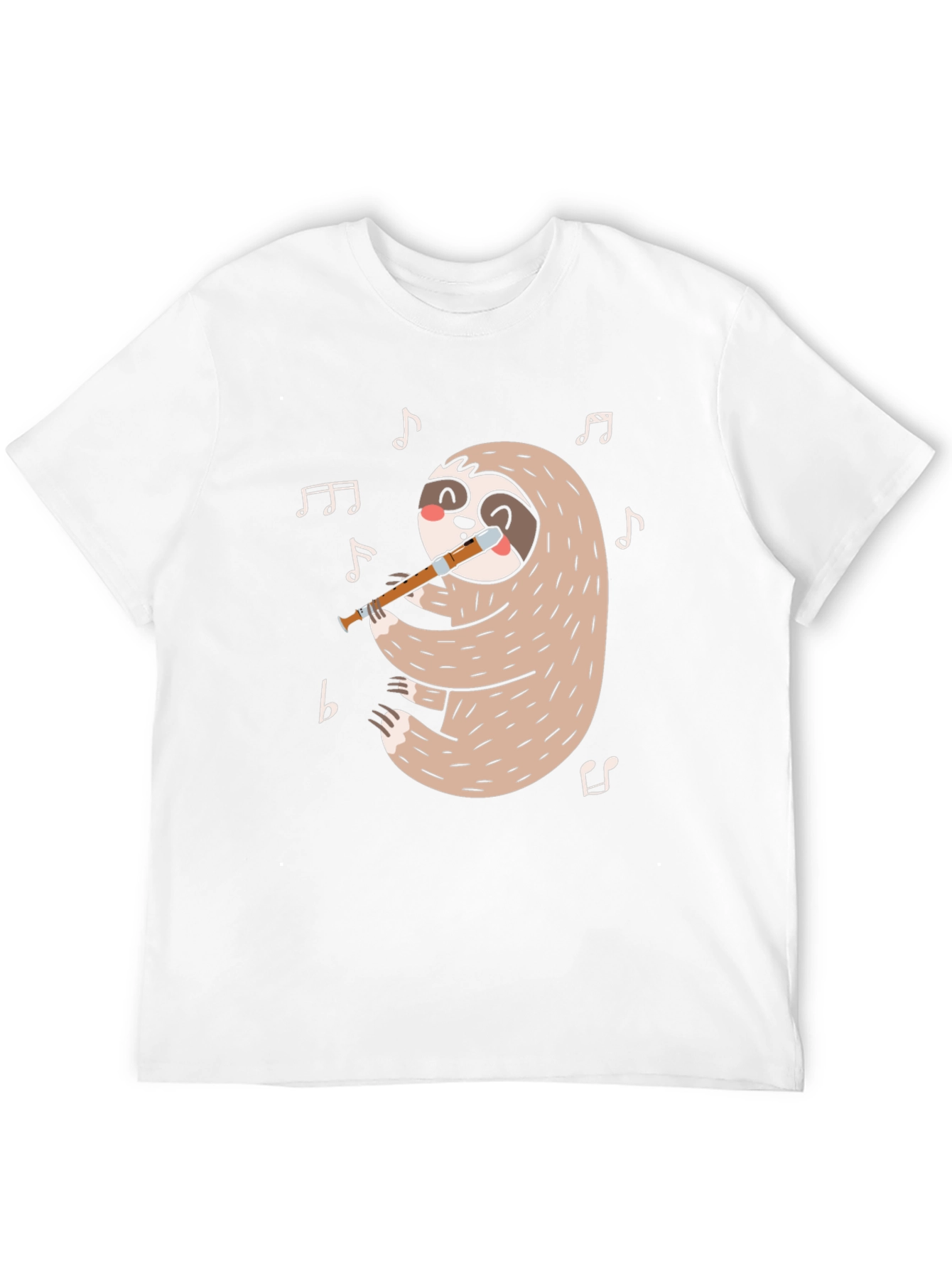 Sloth Flute Musician Black T-Shirt