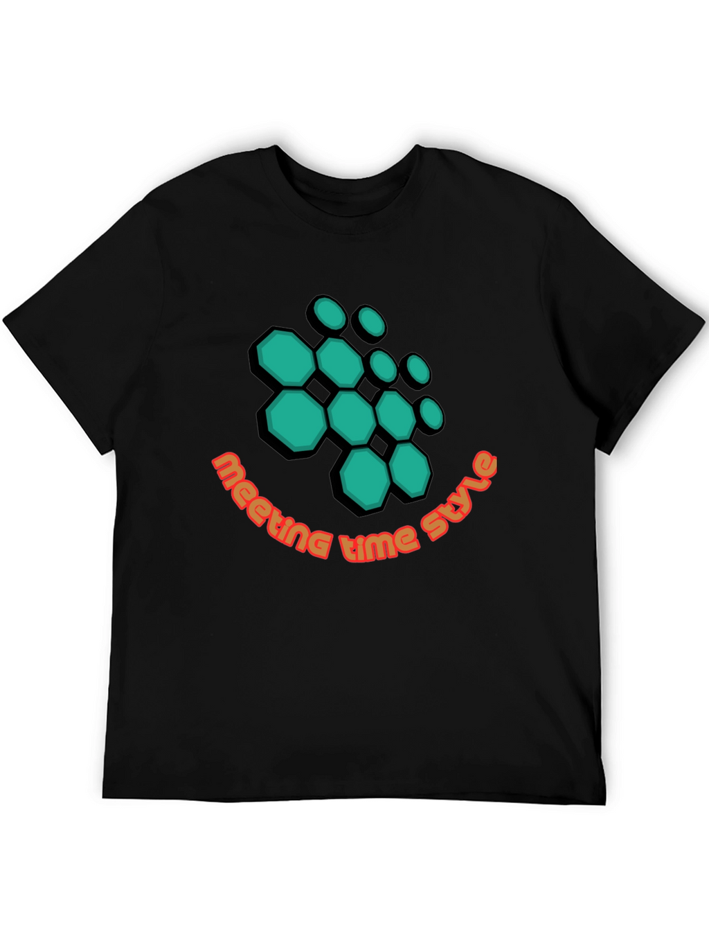 Geometric Hexagon Design Black T-Shirt