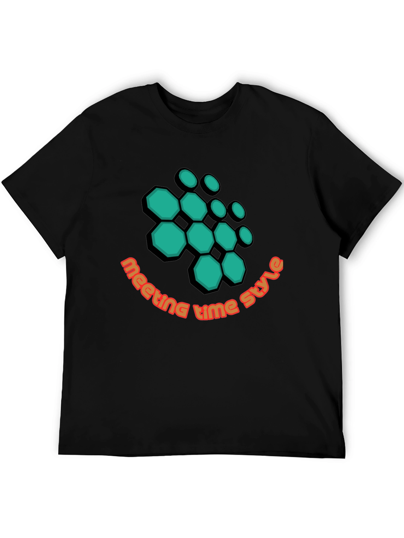 Geometric Hexagon Design Black T-Shirt
