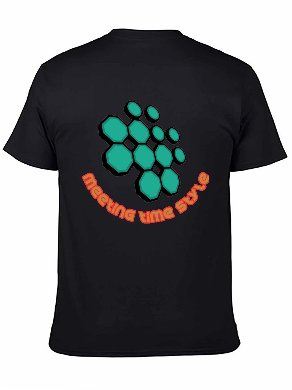 Geometric Hexagon Design Black T-Shirt