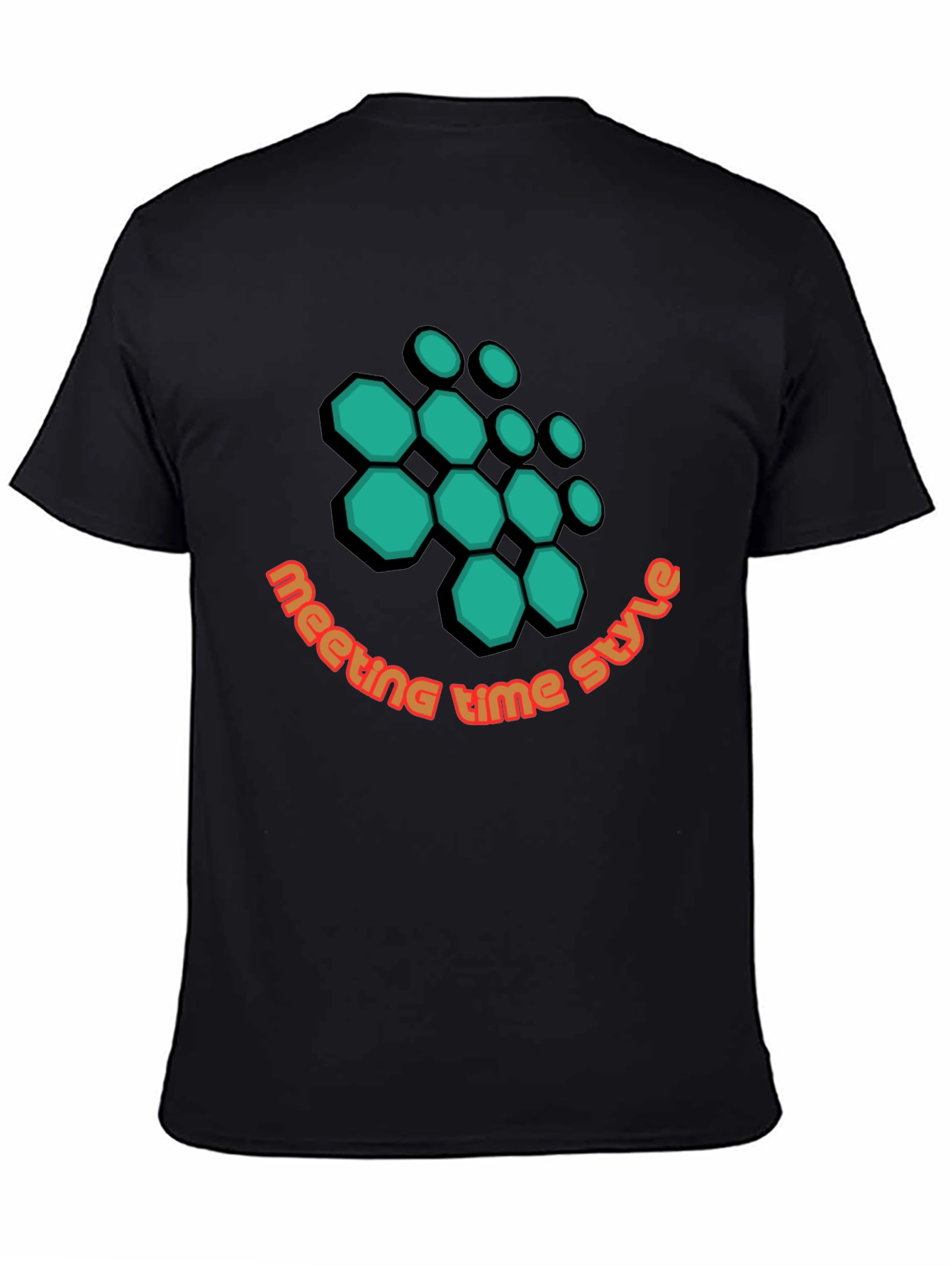 Geometric Hexagon Design Black T-Shirt