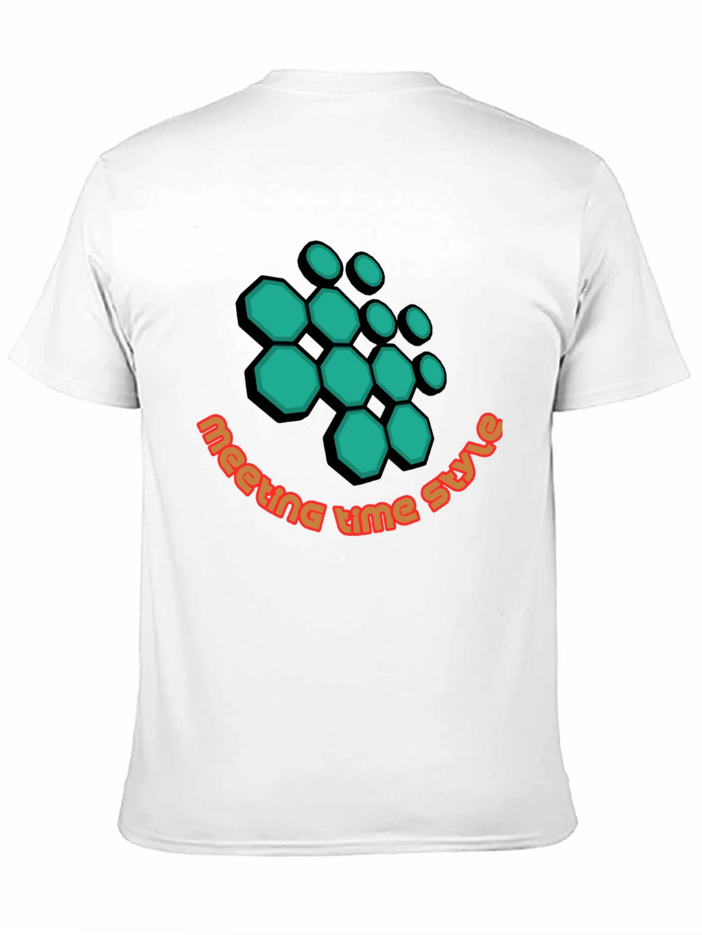 Geometric Hexagon Design Black T-Shirt