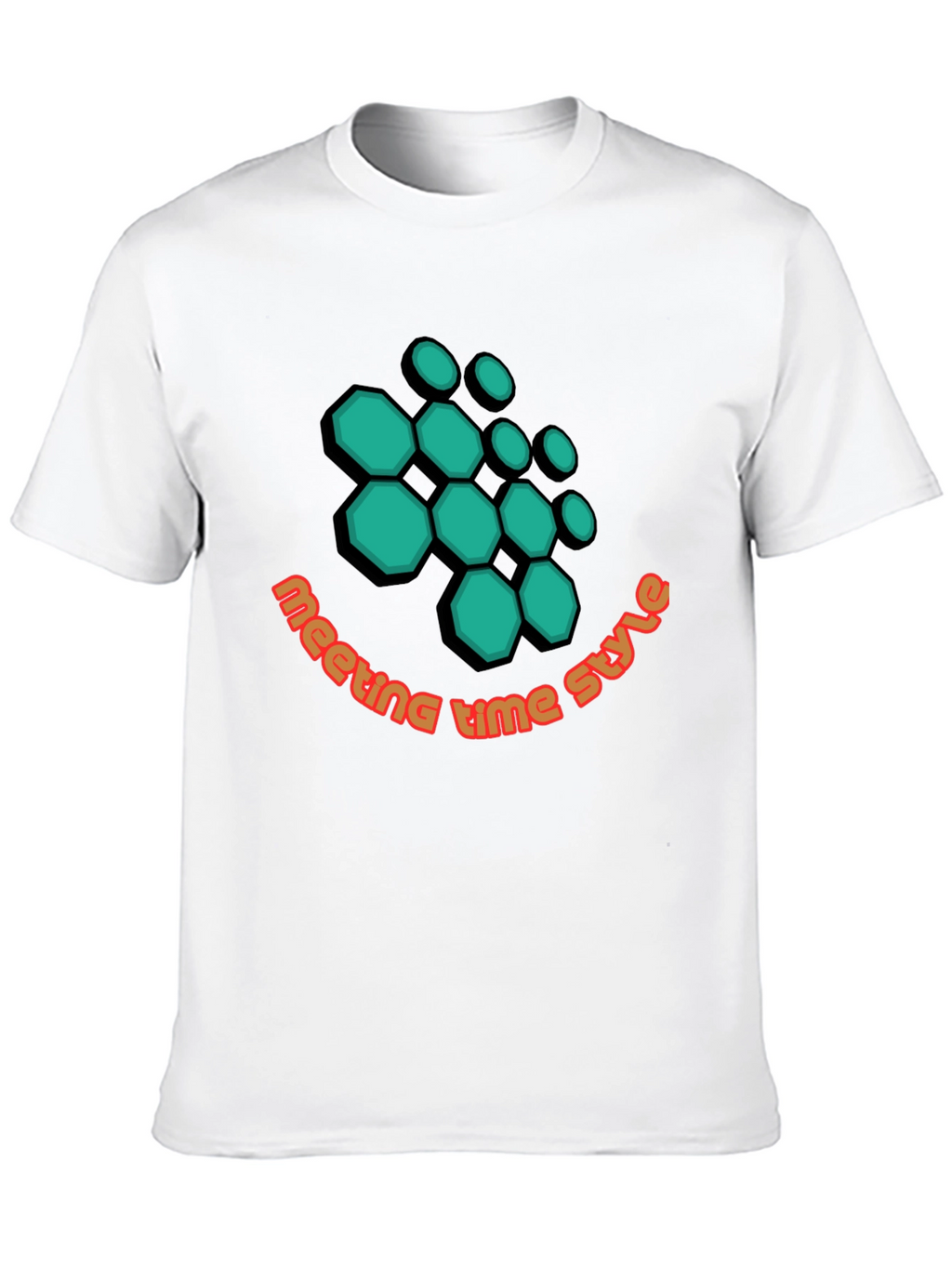 Geometric Hexagon Design Black T-Shirt
