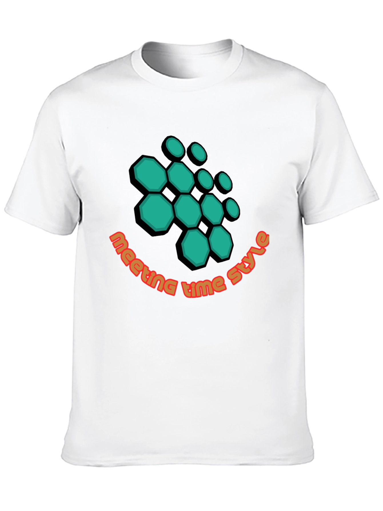 Geometric Hexagon Design Black T-Shirt