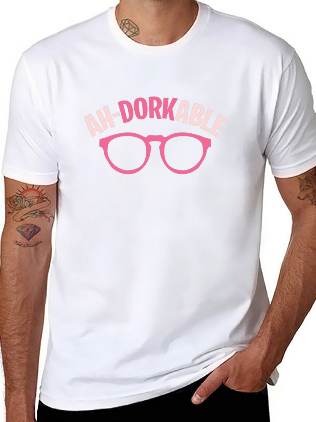 Ah-Dorkable Graphic T-Shirt - Funny Pink Glasses Design