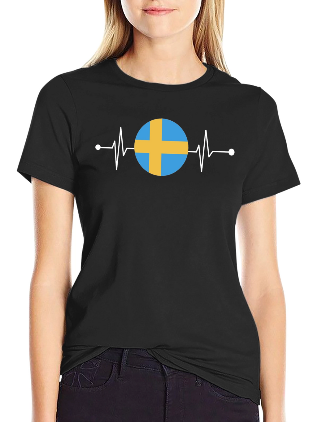 Sweden Flag Heartbeat T-Shirt - Stylish National Pride!