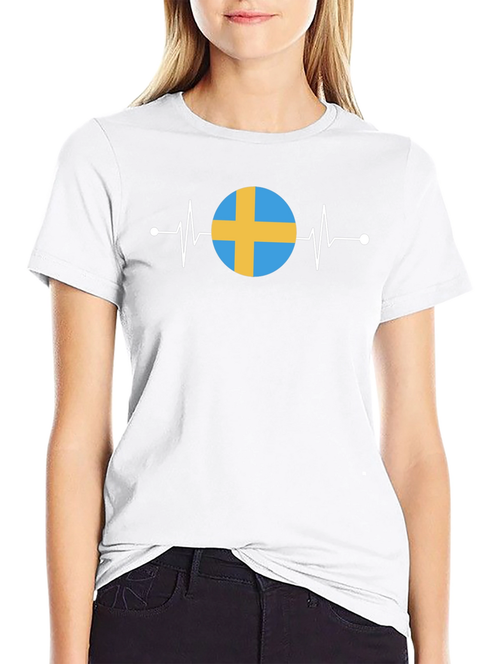 Sweden Flag Heartbeat T-Shirt - Stylish National Pride!