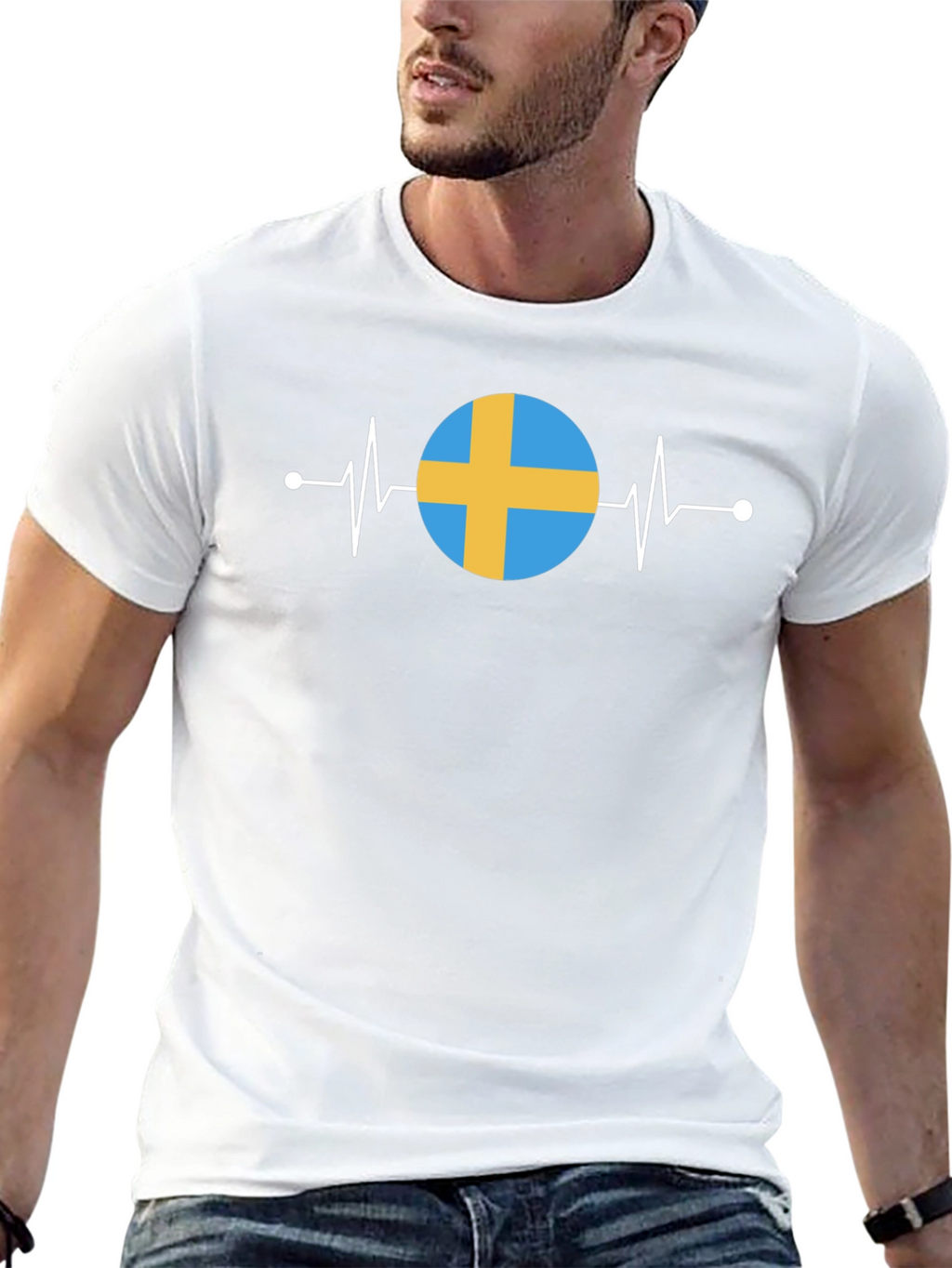 Sweden Flag Heartbeat T-Shirt - Stylish National Pride!