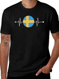 Sweden Flag Heartbeat T-Shirt - Stylish National Pride!