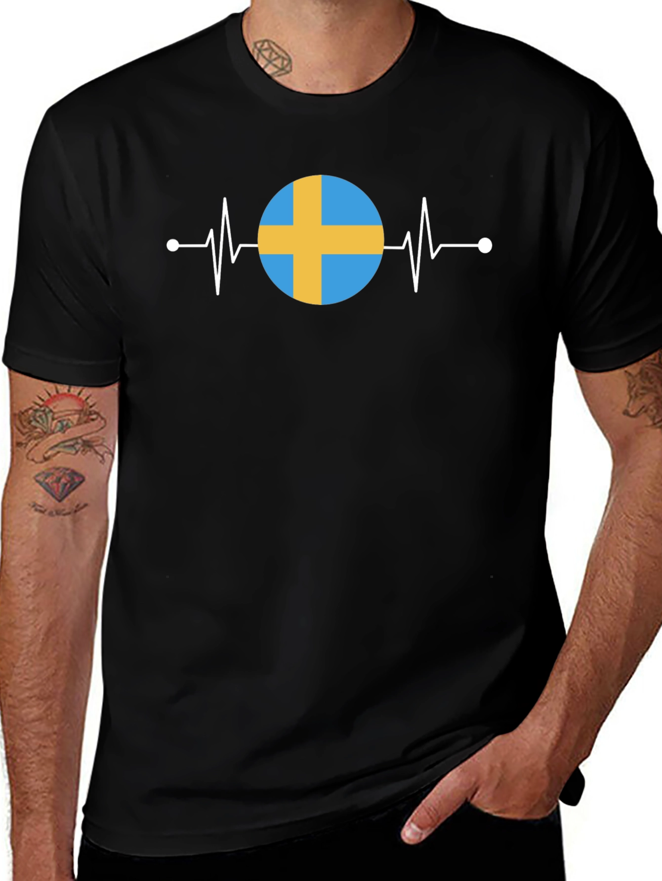 Sweden Flag Heartbeat T-Shirt - Stylish National Pride!
