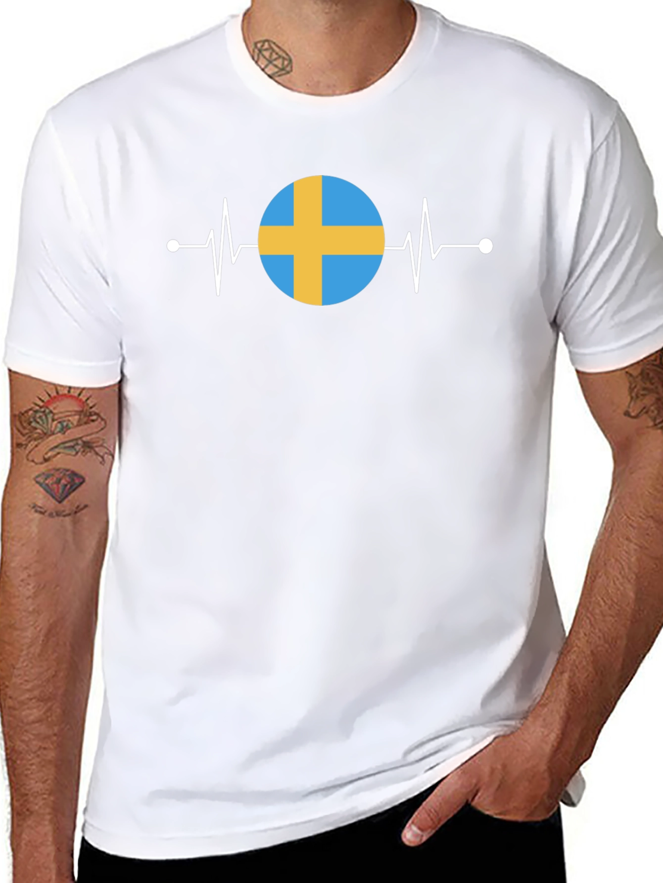 Sweden Flag Heartbeat T-Shirt - Stylish National Pride!