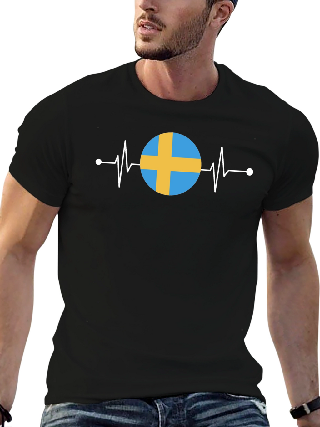 Sweden Flag Heartbeat T-Shirt - Stylish National Pride!