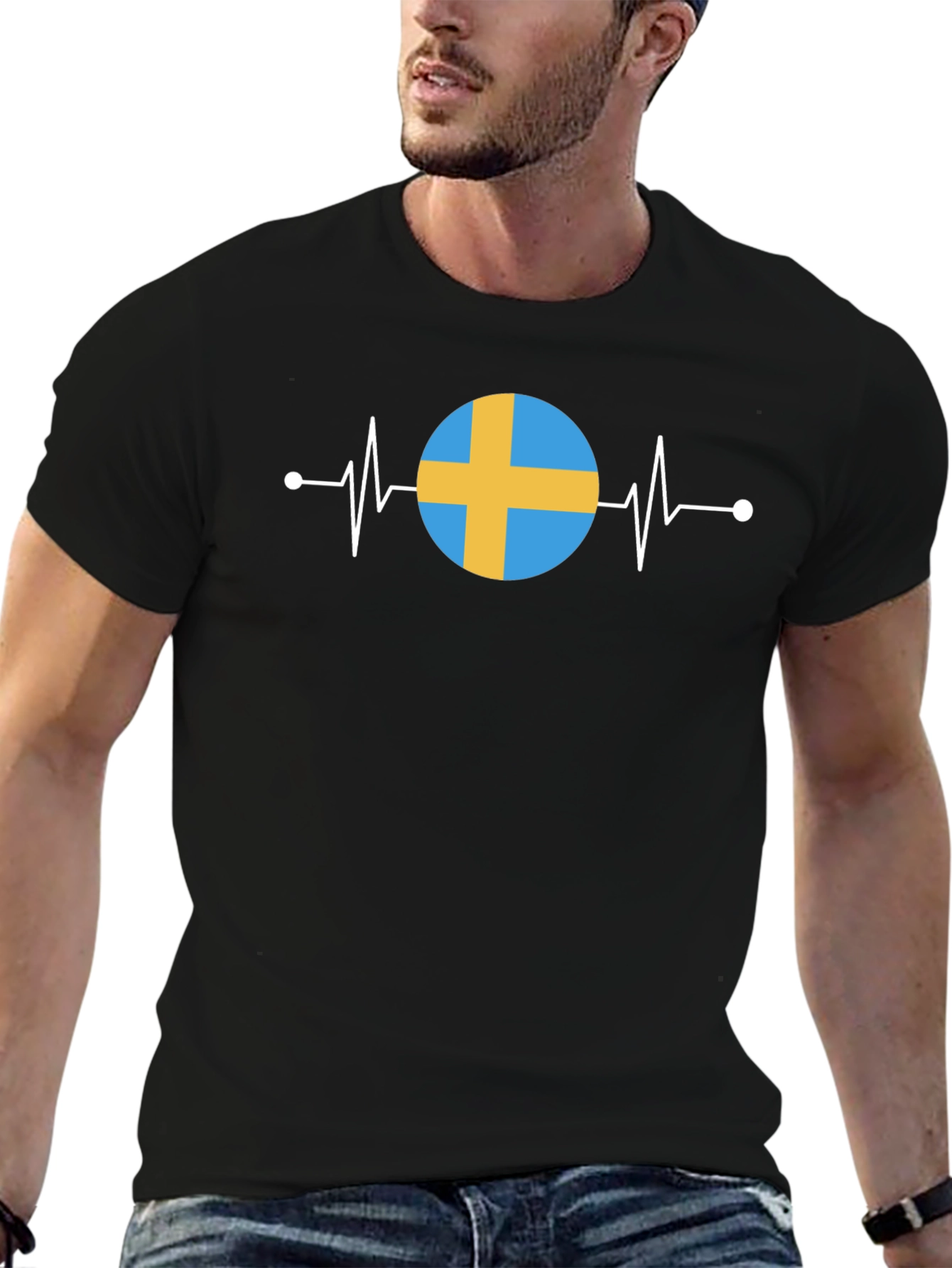 Sweden Flag Heartbeat T-Shirt - Stylish National Pride!