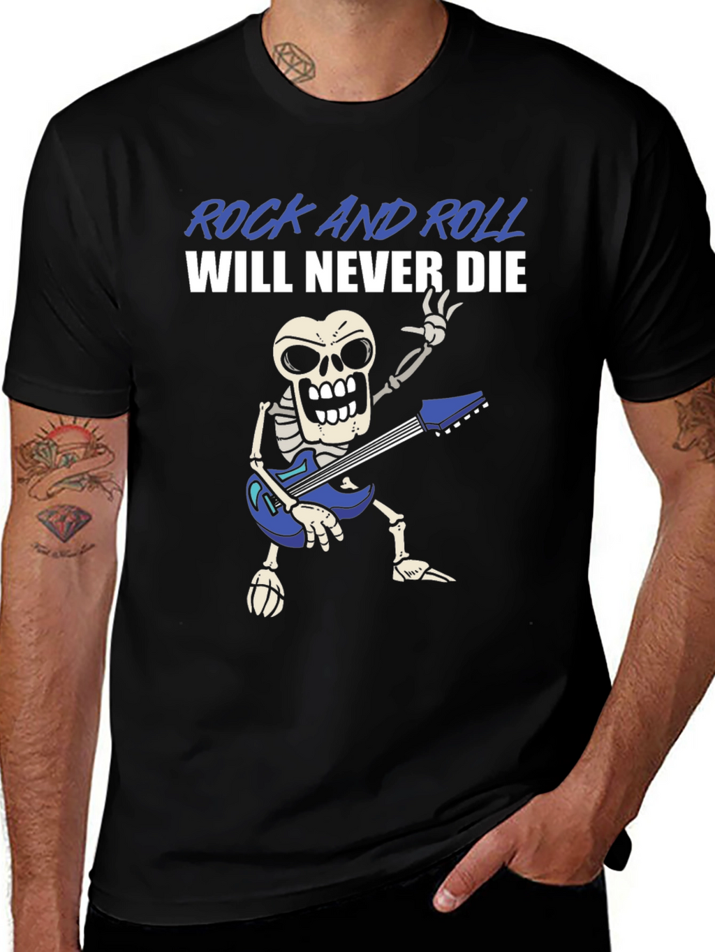 Rock and Roll Skeleton Graphic T-Shirt