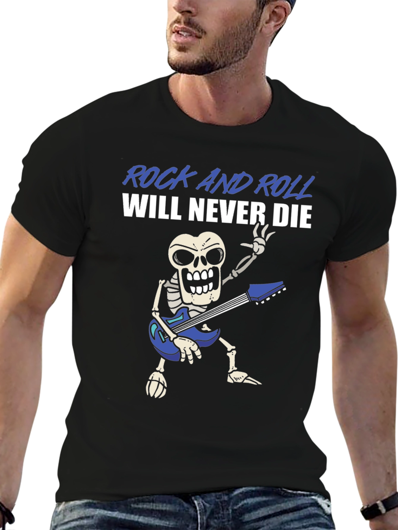 Rock and Roll Skeleton Graphic T-Shirt