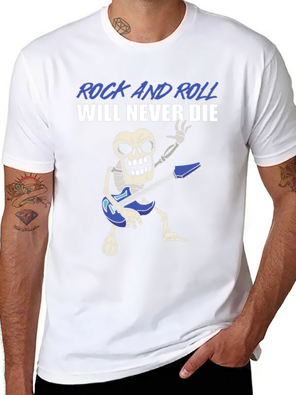 Rock and Roll Skeleton Graphic T-Shirt