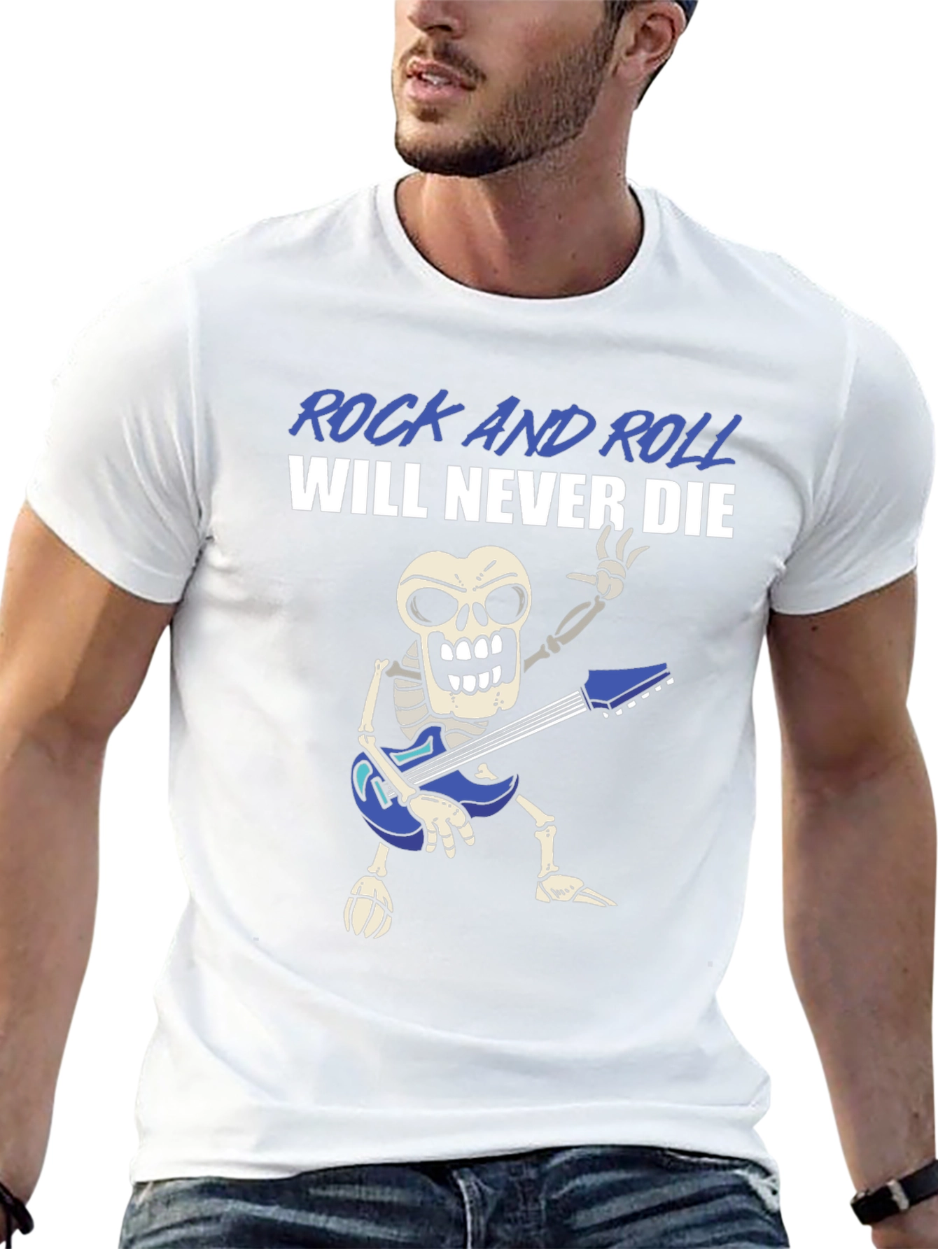 Rock and Roll Skeleton Graphic T-Shirt