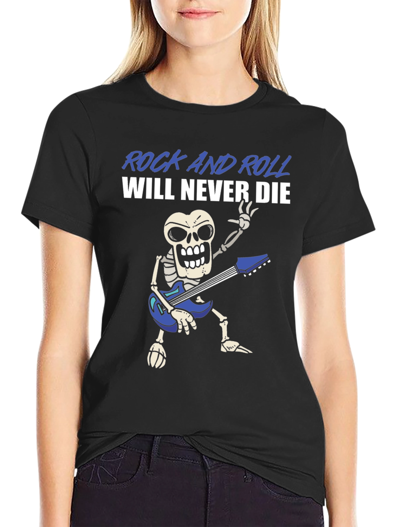 Rock and Roll Skeleton Graphic T-Shirt