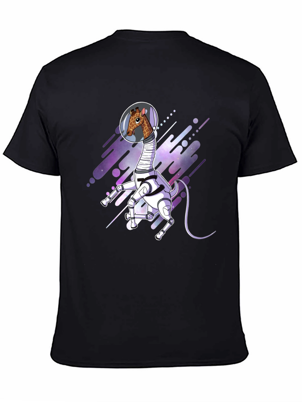 Giraffe Astronaut Black T-Shirt
