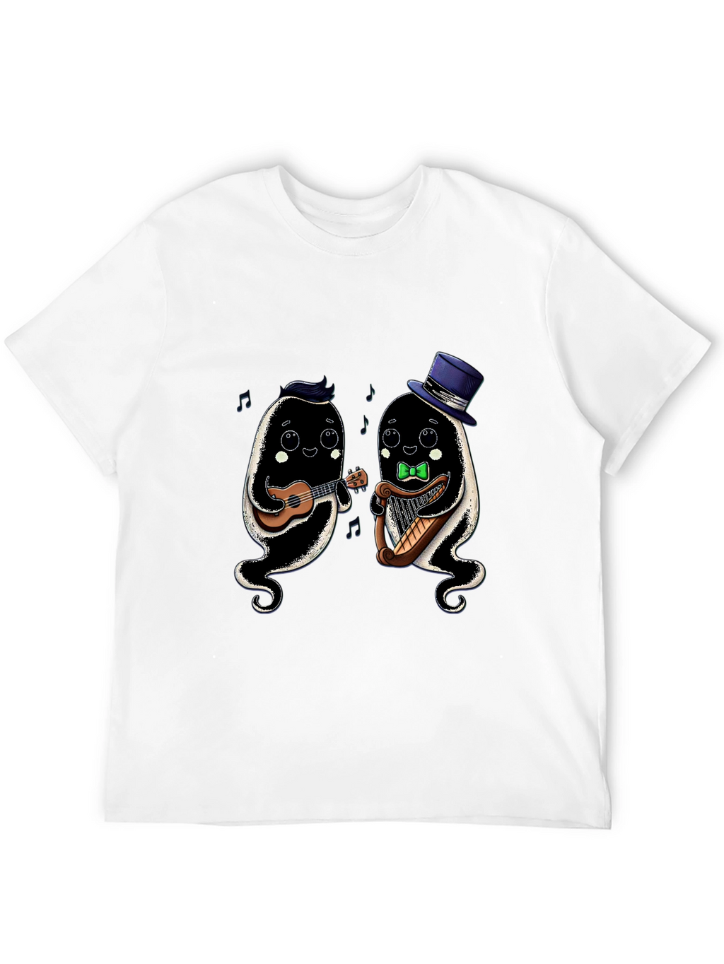 Musical Ghosts Graphic Tee - Black Cotton T-Shirt