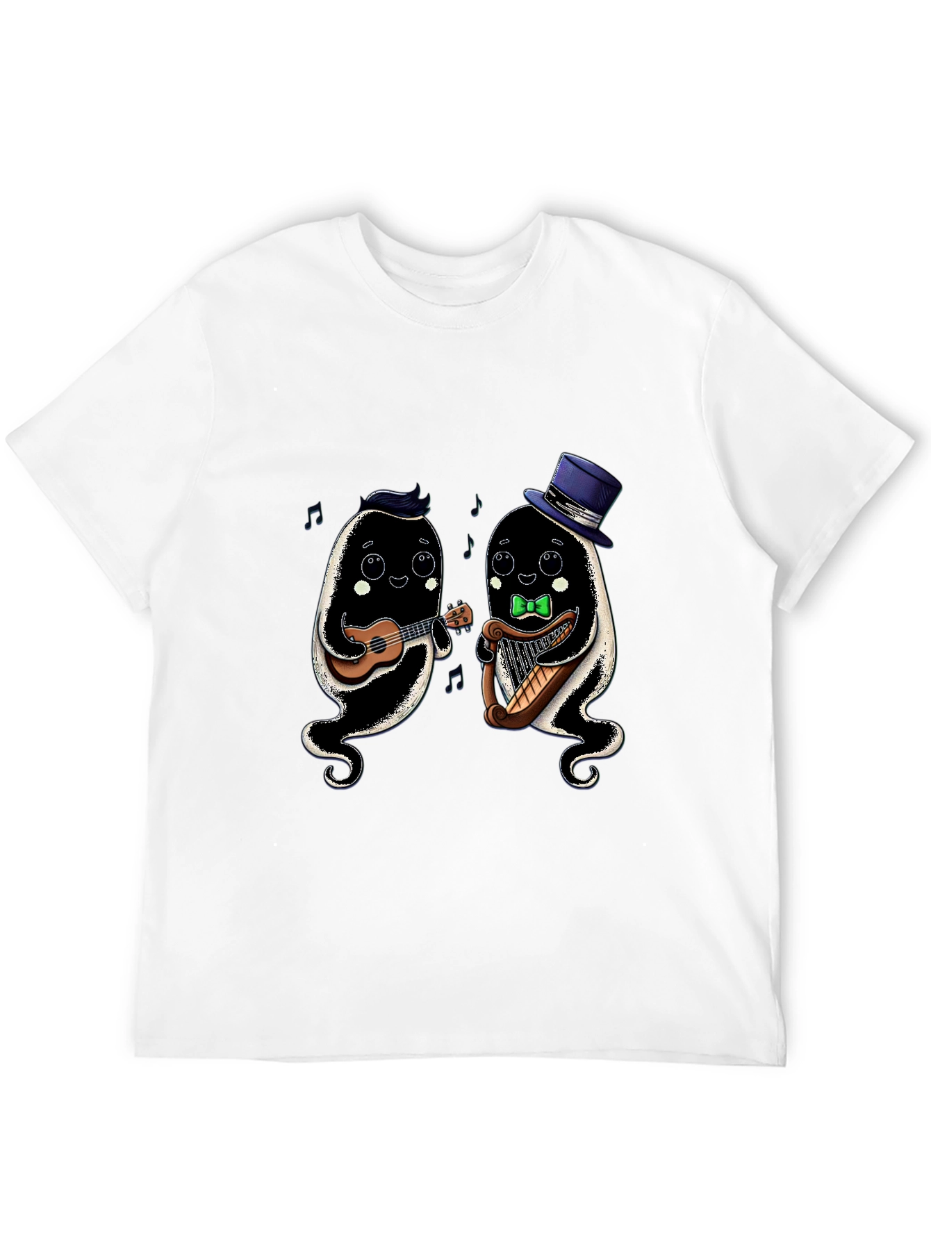 Musical Ghosts Graphic Tee - Black Cotton T-Shirt