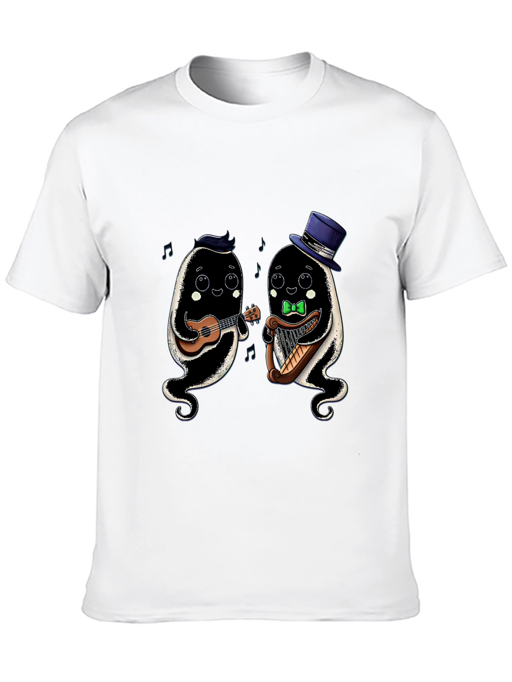 Musical Ghosts Graphic Tee - Black Cotton T-Shirt