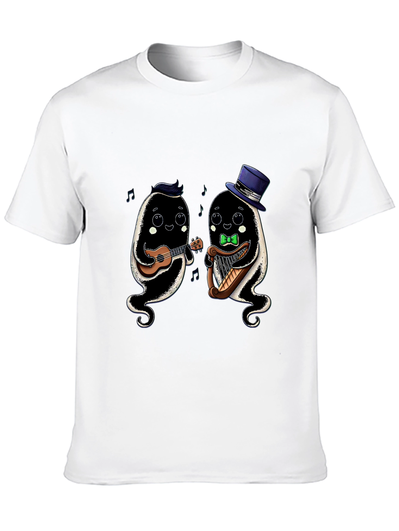 Musical Ghosts Graphic Tee - Black Cotton T-Shirt