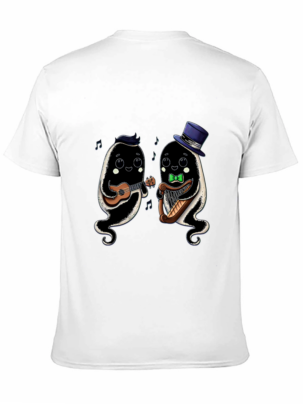 Musical Ghosts Graphic Tee - Black Cotton T-Shirt