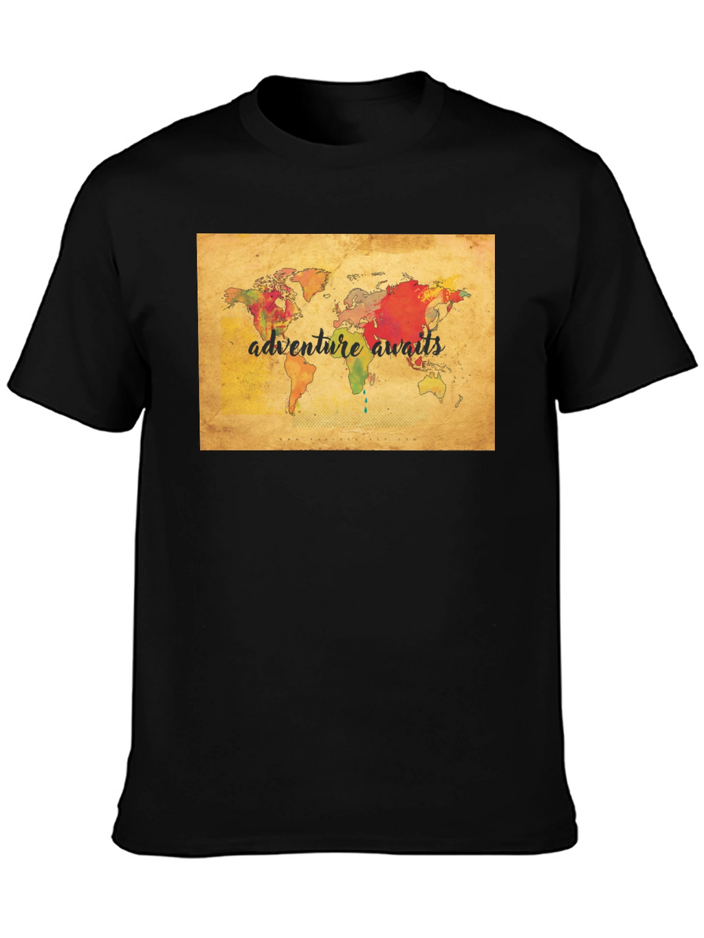 Adventure Awaits World Map Graphic Tee - Black