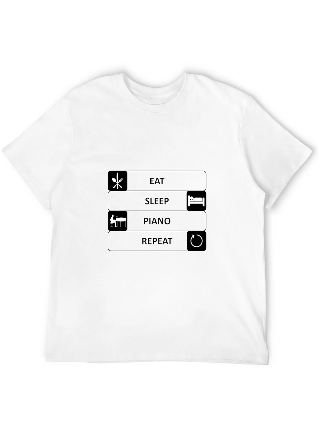 Eat Sleep Piano Repeat Black T-Shirt