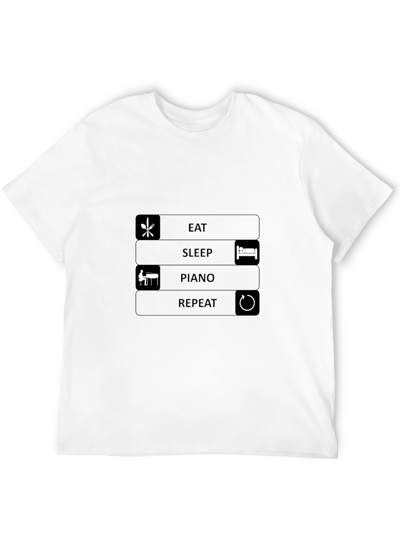 Eat Sleep Piano Repeat Black T-Shirt