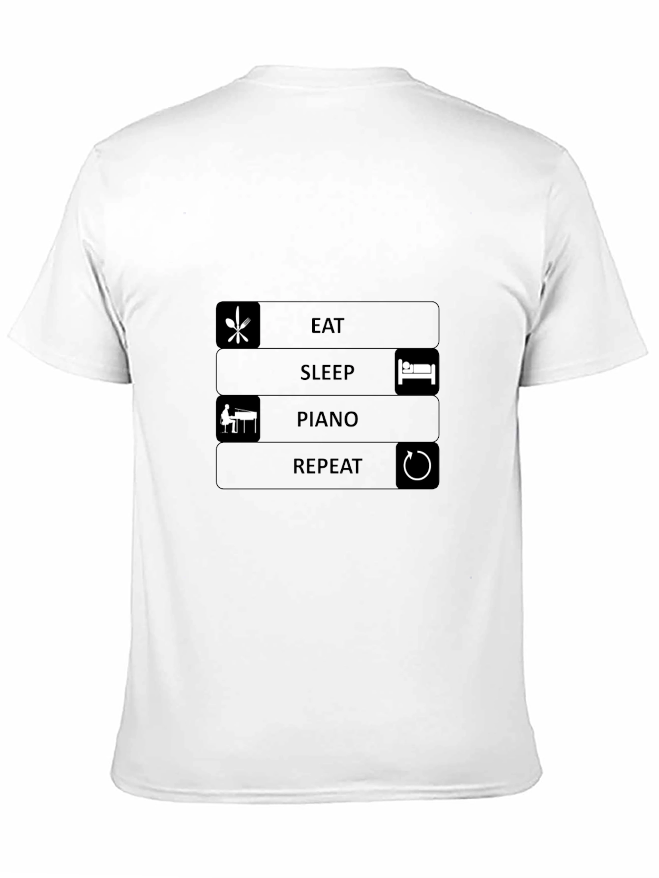 Eat Sleep Piano Repeat Black T-Shirt