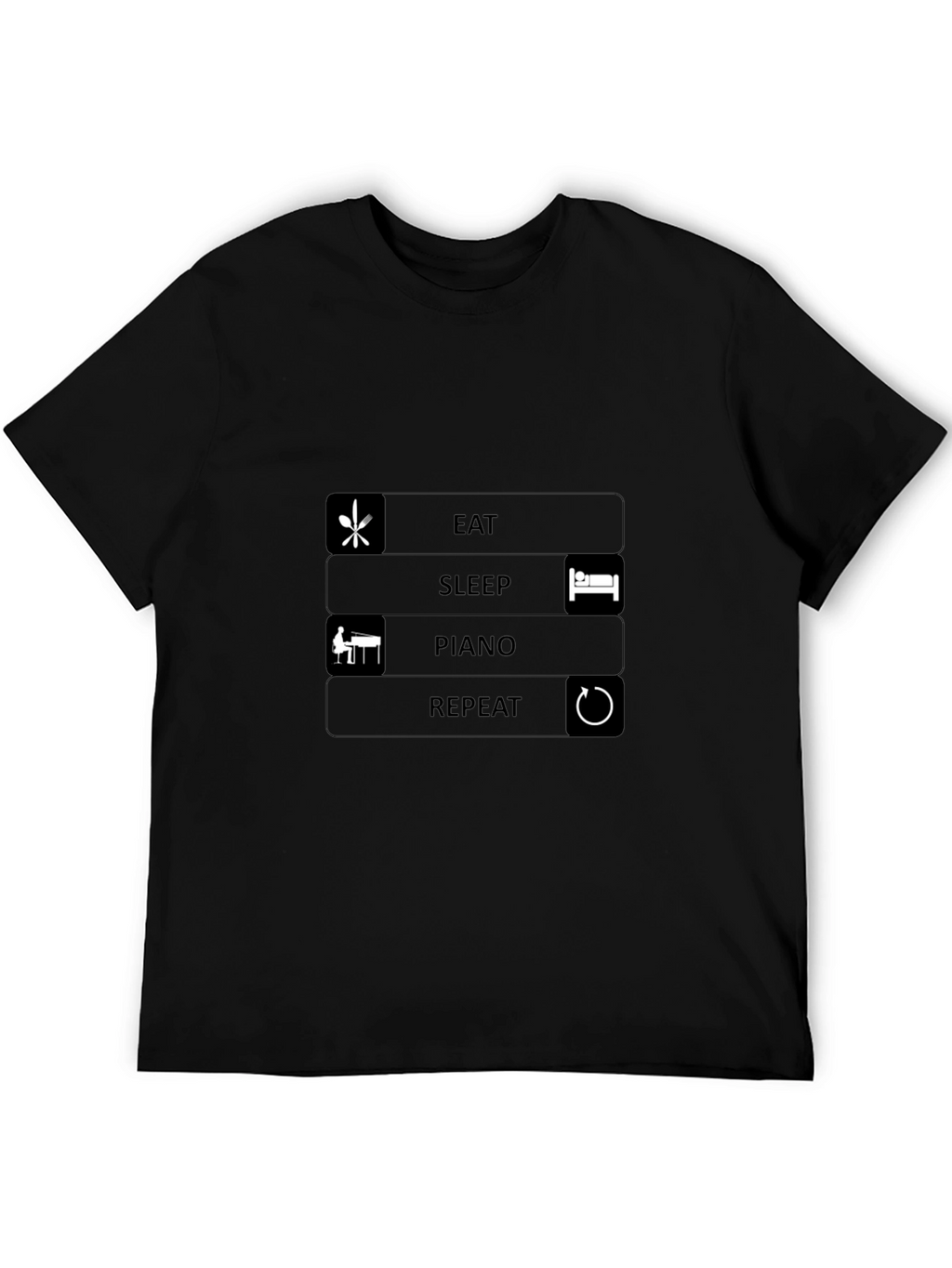 Eat Sleep Piano Repeat Black T-Shirt