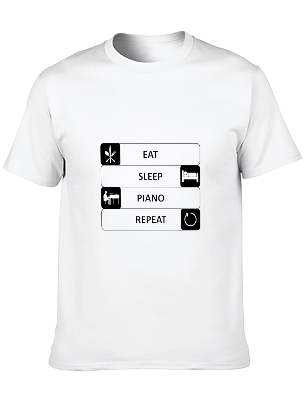 Eat Sleep Piano Repeat Black T-Shirt