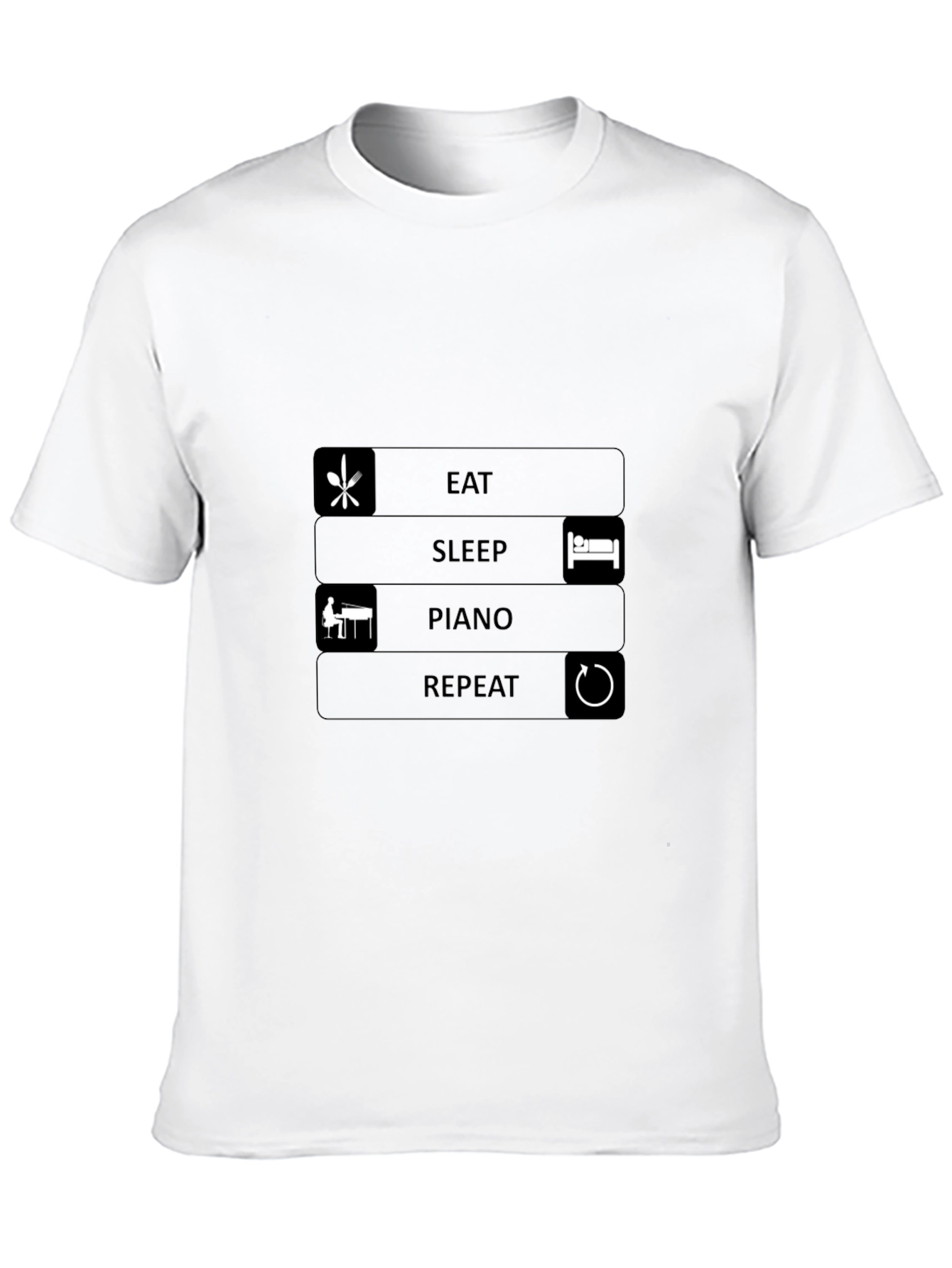 Eat Sleep Piano Repeat Black T-Shirt