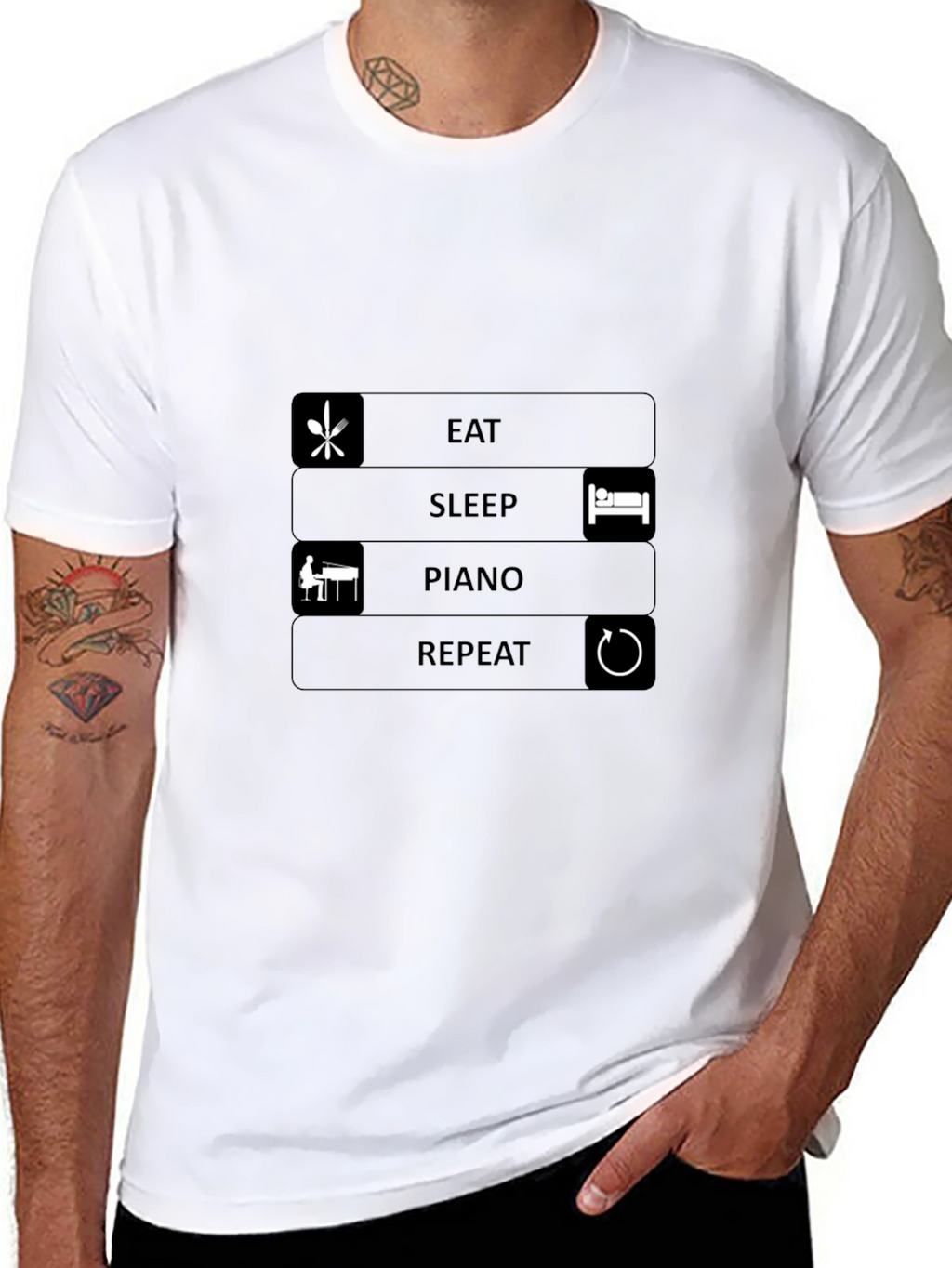 Eat Sleep Piano Repeat Black T-Shirt