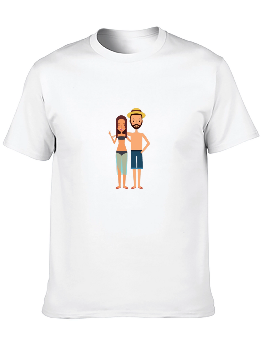 Black Graphic Tee - Tropical Vacation Couple Design