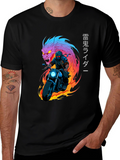Dragon Rider Graphic Tee - Black Cotton