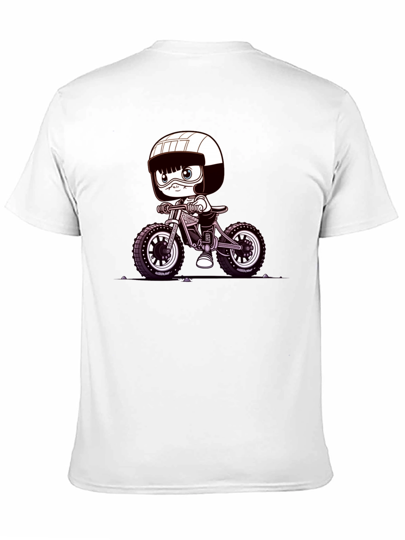 Cartoon Biker Graphic Tee - Black