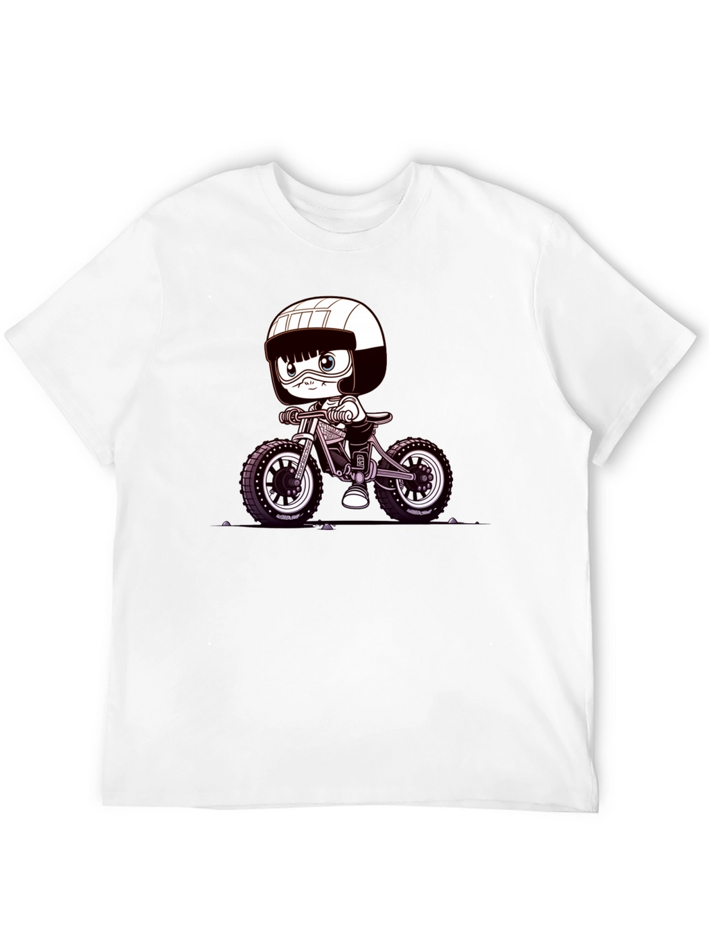Cartoon Biker Graphic Tee - Black