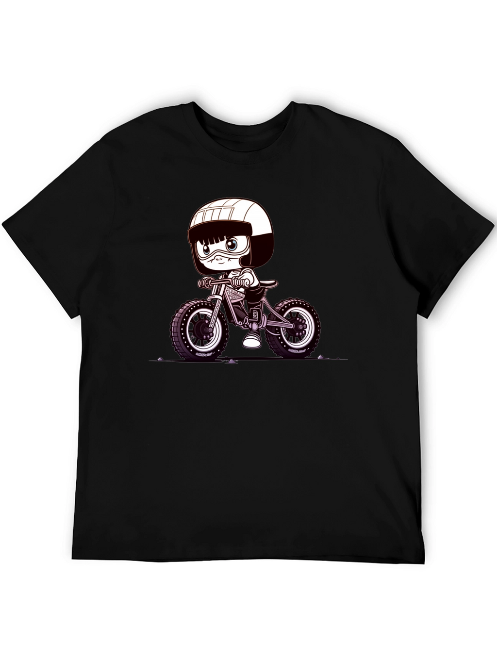 Cartoon Biker Graphic Tee - Black