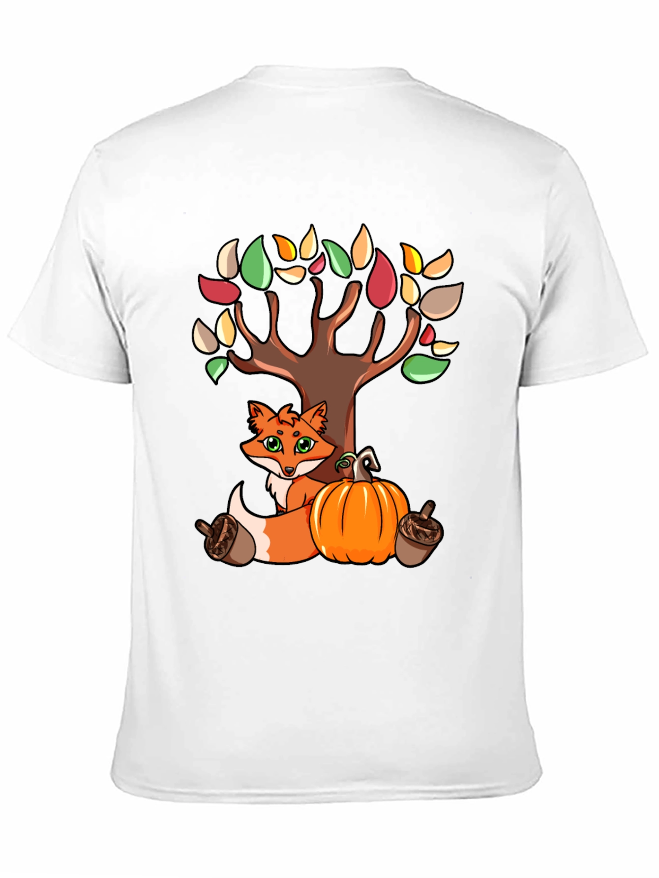 Autumn Fox & Tree Black T-Shirt