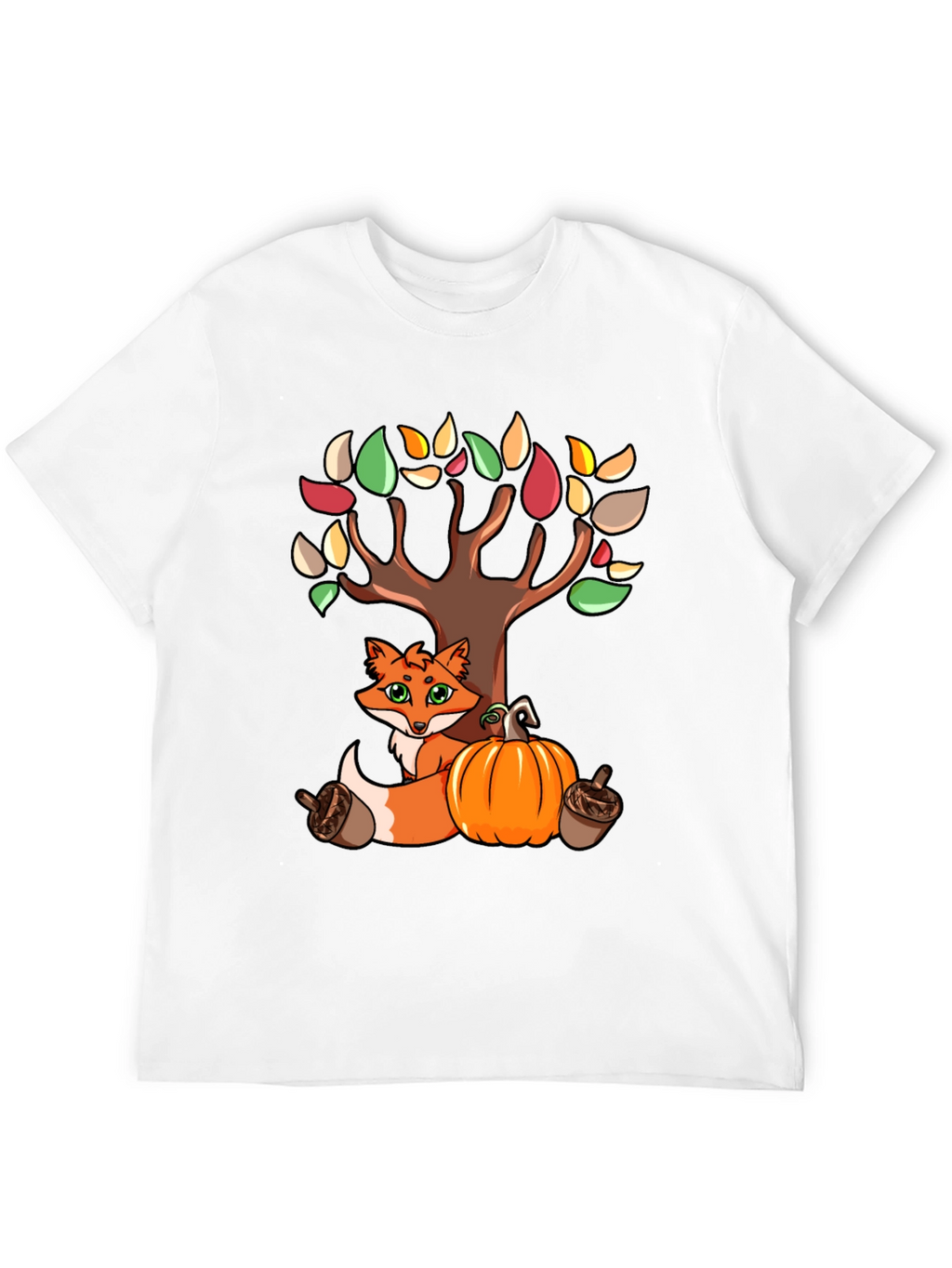 Autumn Fox & Tree Black T-Shirt